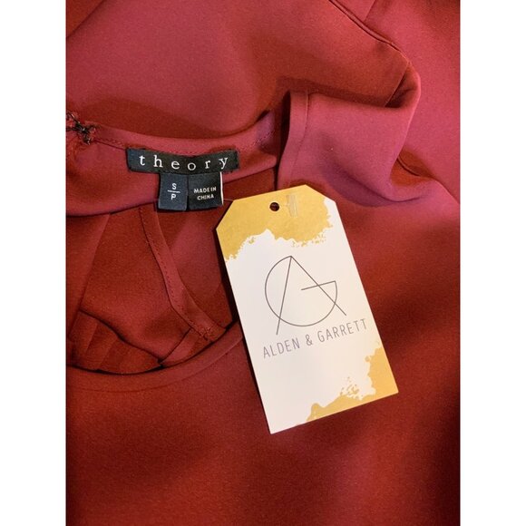 Theory Maroon Silk Sleeveless Top, Size S - Picture 5 of 5